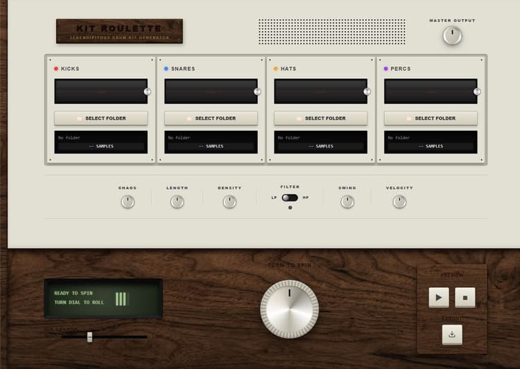 Kit Roulette vintage hardware interface with dial and speaker grille